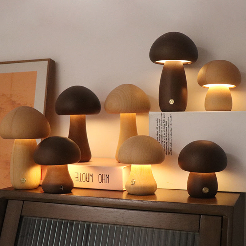 PAMELA – WOODEN MUSHROOMS TABLE LAMP
