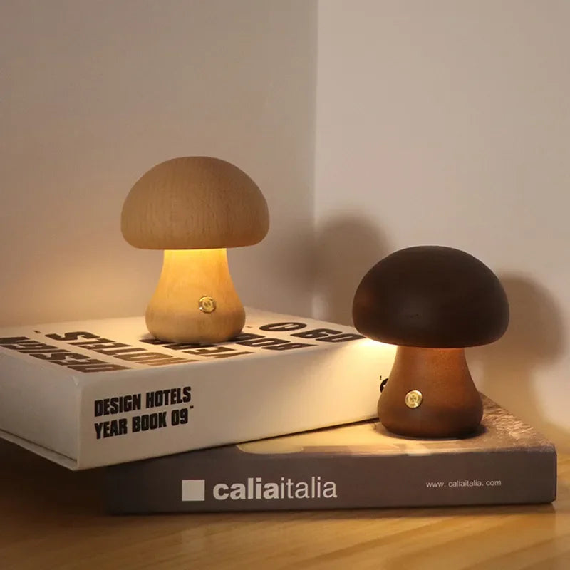 PAMELA – WOODEN MUSHROOMS TABLE LAMP